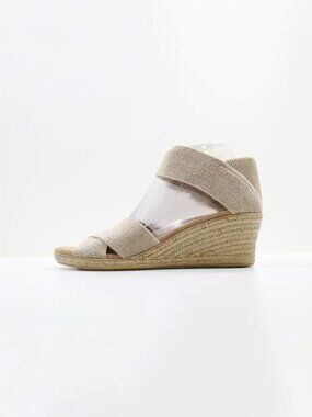 Charleston Shoe Co. Cannon Brown Linen Lightweight 2.5" Wedge Heel Sandals - 8.5